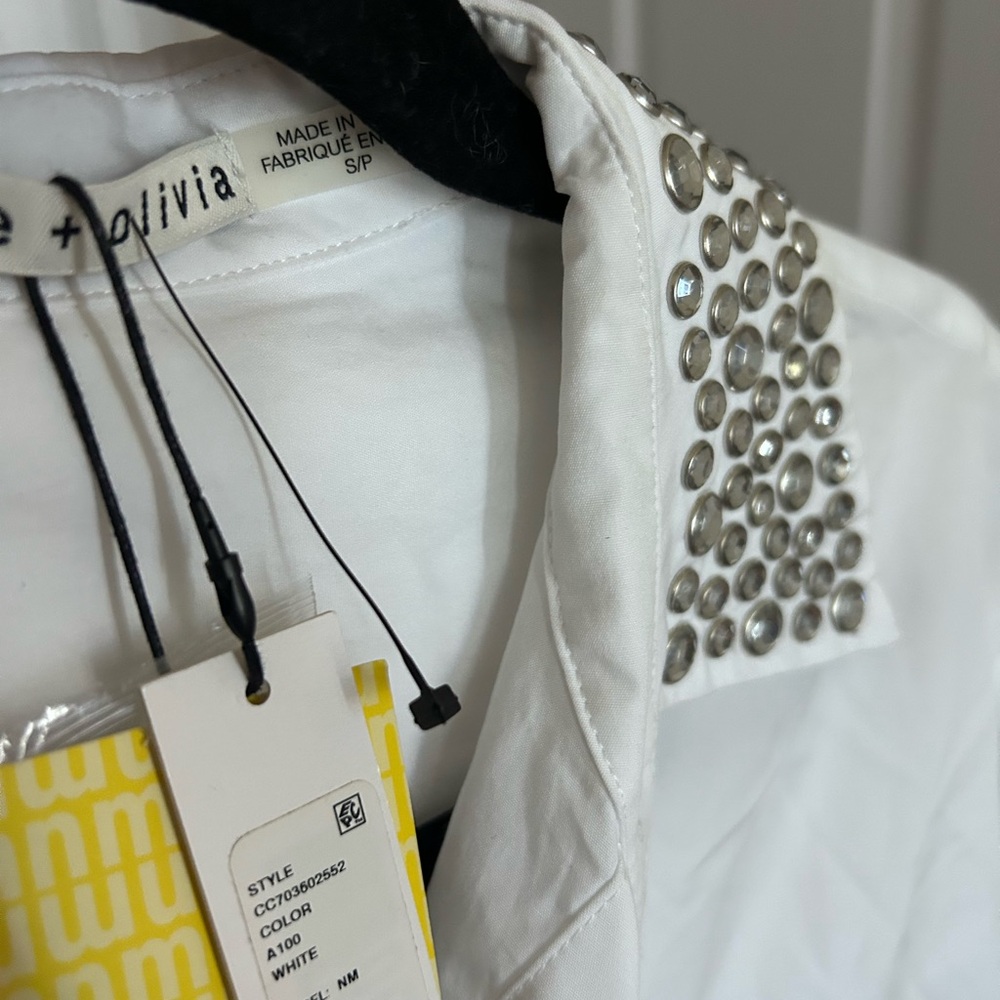 NWT Alice + Olivia Camron Stud Embellishments Collared Shirt Dress Tunic S - Picture 10 of 17